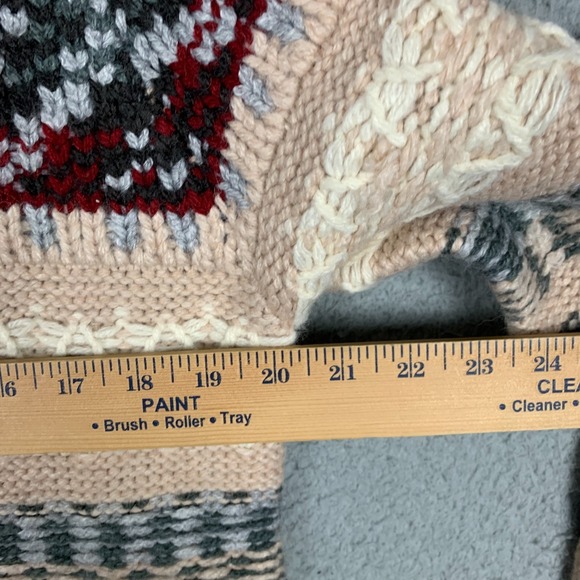 Sundance Juneau Skies Sweater Coat Women's XS Cream Fair Isle Longline Western - Picture 11 of 14